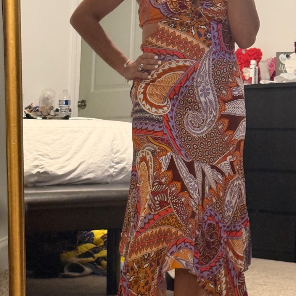 Vibrant Asymmetrical Paisley Dress